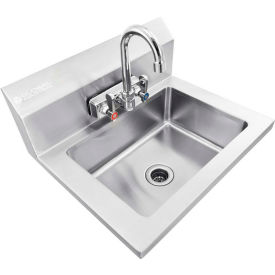 Global Industrial Stainless Steel Wall Mount Hand Sink W/Faucet & Strainer, 14"x10"x5" Deep (WB670448)