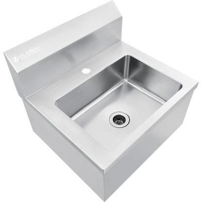 Global Industrial Stainless Steel Hands Free Wall Mount Sink, 14"x10"x5" Deep (WB670458)