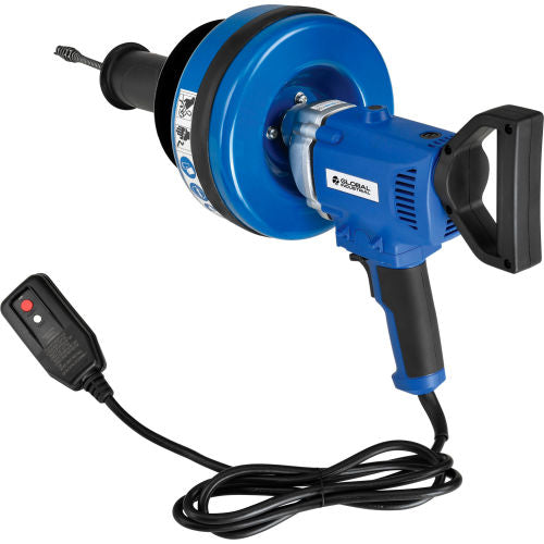 Global Industrial Electric Handheld Drain Cleaner For 3/4"-3"ID, 0-500 RPM, 3 Cables (WB670465)