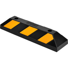 Global Industrial Rubber Parking Stop/Curb Block, 22"L, Black w/ Yellow Stripes (WB670594)