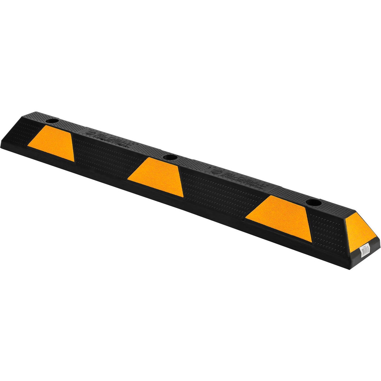 Global Industrial Rubber Parking Stop/Curb Block, 48"L, Black w/ Yellow Stripes (WB670596)