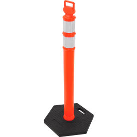 Global Industrial Reflective Delineator Post with Hexagonal Base, 49"H, Orange (WB670682)