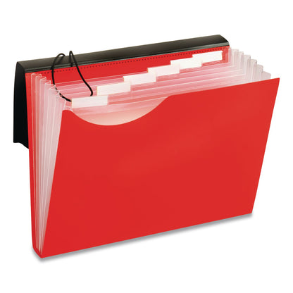 Pendaflex® Seven-Pocket Poly Expanding File, 1" Expansion, 7 Sections, Elastic Cord Closure, 1/6-Cut Tabs, Letter Size, Red (GLW67440RED)