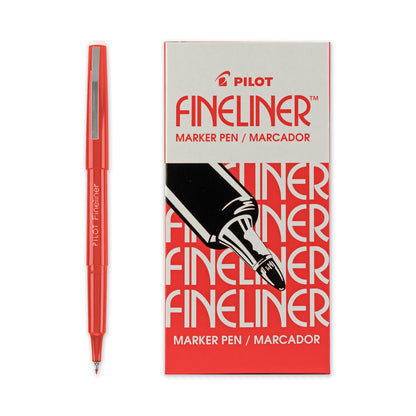 Pilot® Fineliner Porous Point Pen, Stick, Fine 0.4 mm, Red Ink, Red Barrel (PIL11015EA)