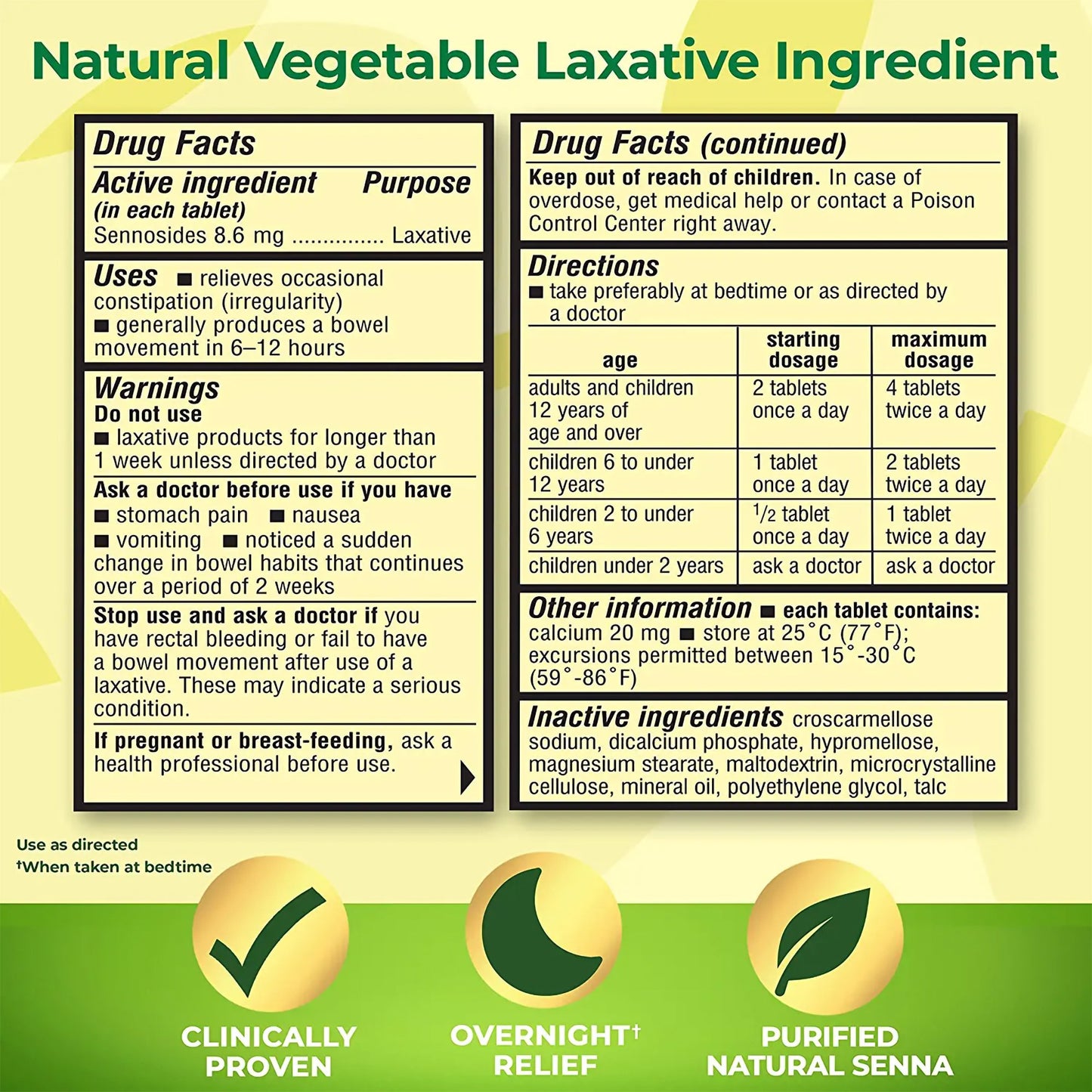 Senokot® Laxative Tablet 50 per Bottle 8.6 mg Strength Sennosides (830858_BT)