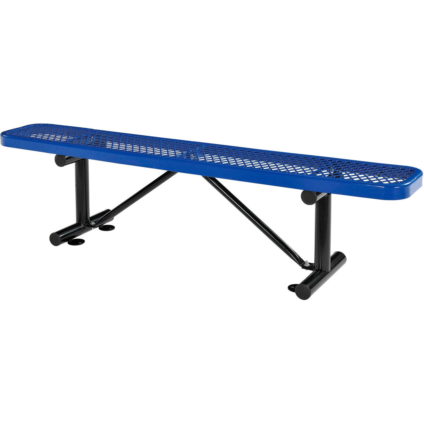 Global Industrial 6' Outdoor Steel Flat Bench, Expanded Metal, Blue (WB277156BL)
