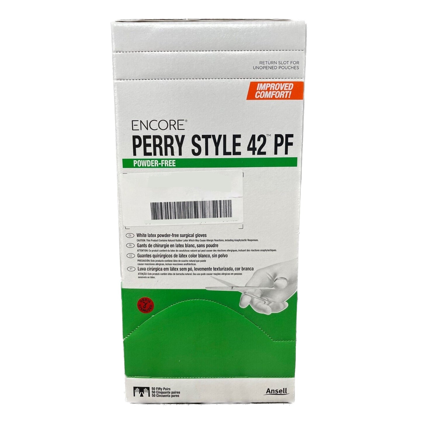 ENCORE® Perry® Style 42® PF Surgical Glove Size 6.5 Sterile Latex Standard Cuff Length Micro-Textured Natural Chemo Tested (1012595_CS)