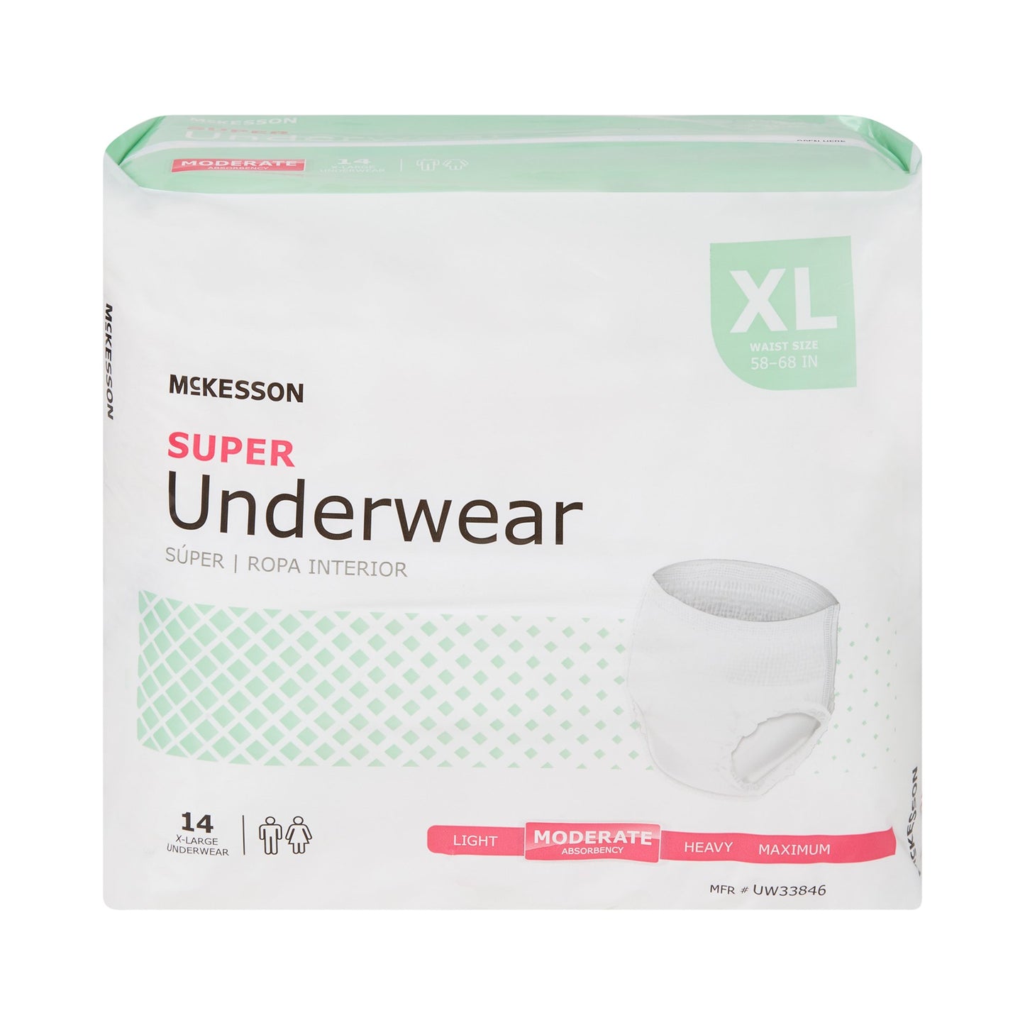 McKesson Unisex Adult Absorbent Underwear Pull On with Tear Away Seams X-Large Disposable Moderate Absorbency (1123834_CS)