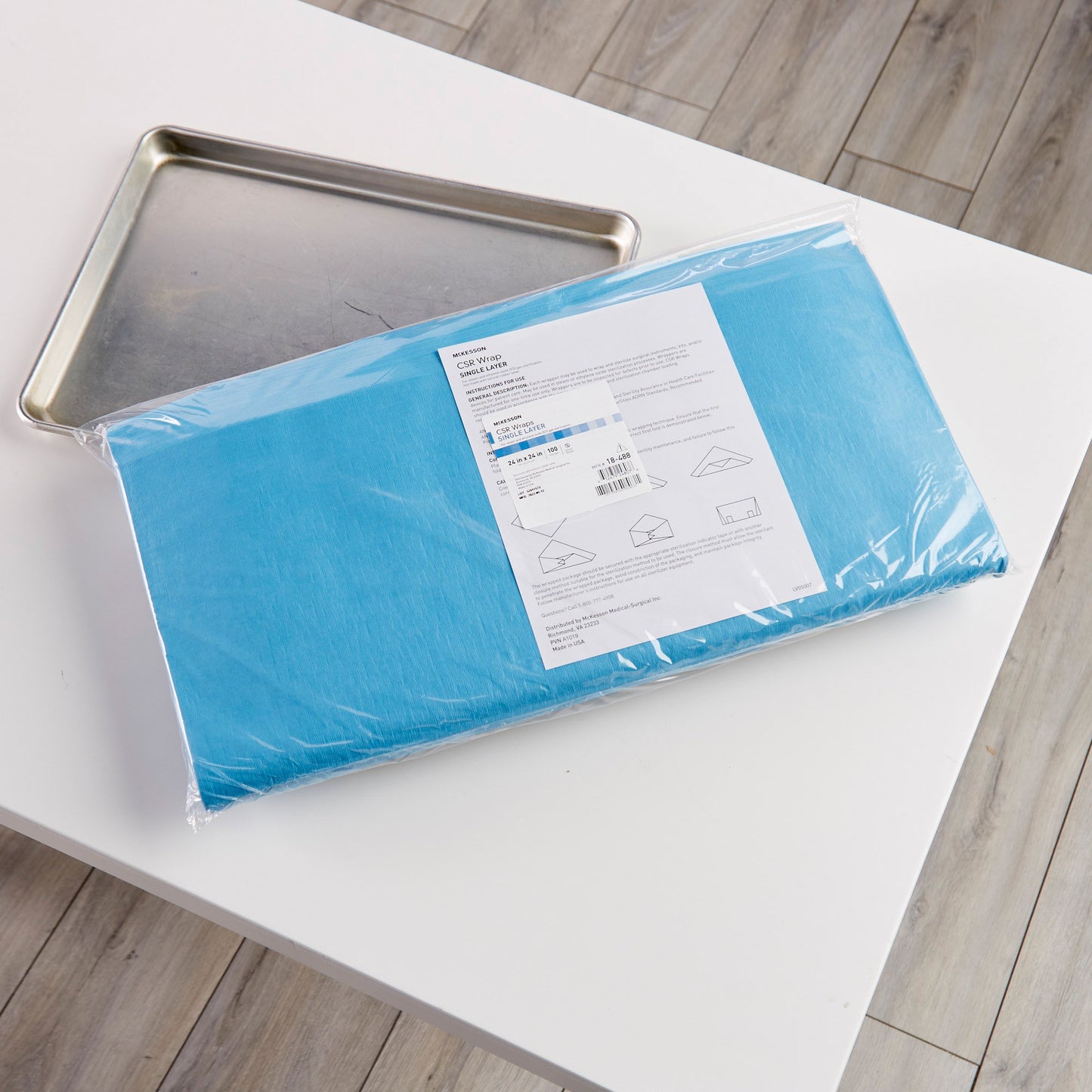 McKesson Sterilization Wrap Blue 24 X 24 Inch Single Layer Cellulose Steam / EO Gas (1156127_CS)