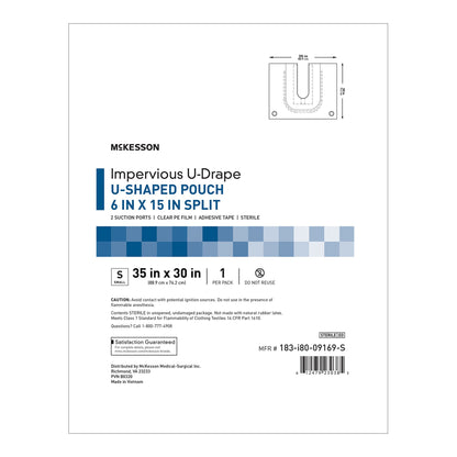 McKesson Orthopedic Drape U-Drape with Pouch 35 W X 30 L Inch Sterile (1101294_CS)