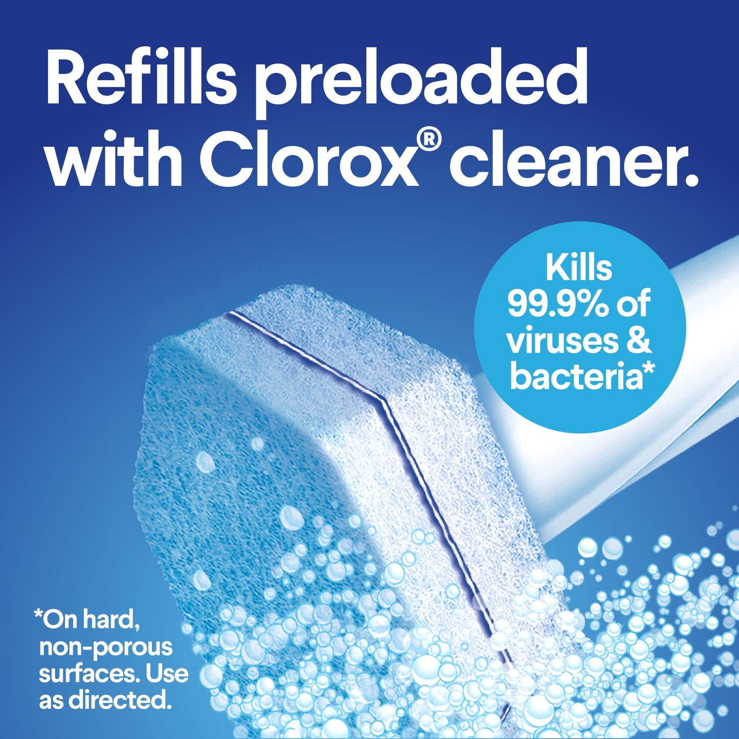 Clorox® Toilet Bowl Cleaner Disinfecting Refill Pads Blue / White, 3 Inch, Sponge Head (1223962_PK)
