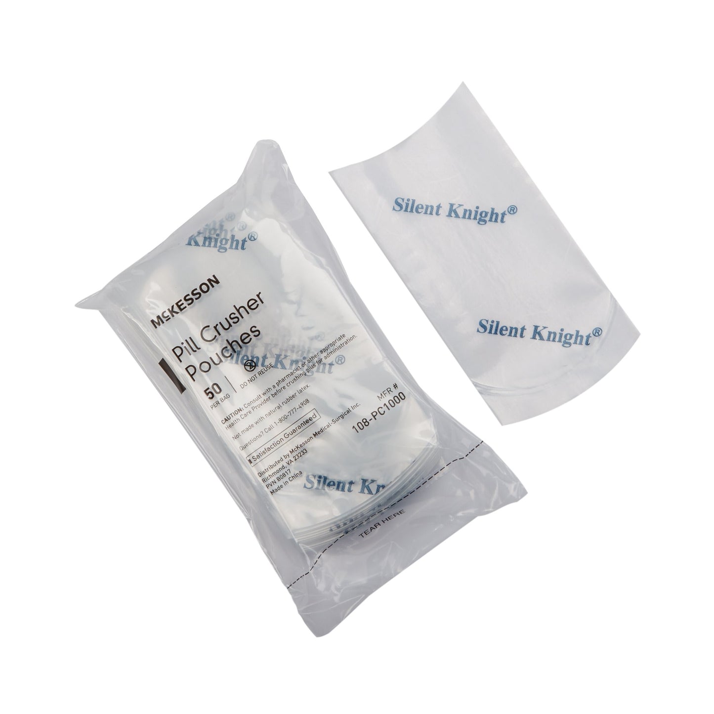 McKesson Silent Knight® Pill Crusher Pouch 2 X 4-1/2 Inch, Clear, Plastic (1019769_CS)
