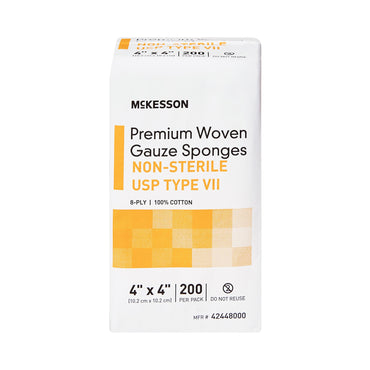 McKesson Gauze Sponge 4 X 4 Inch 8-Ply NonSterile 200 per Pack (1043631_CS)