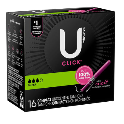 U by Kotex® Click® Tampon Super Absorbency Plastic Applicator Individually Wrapped (1184199_PK)