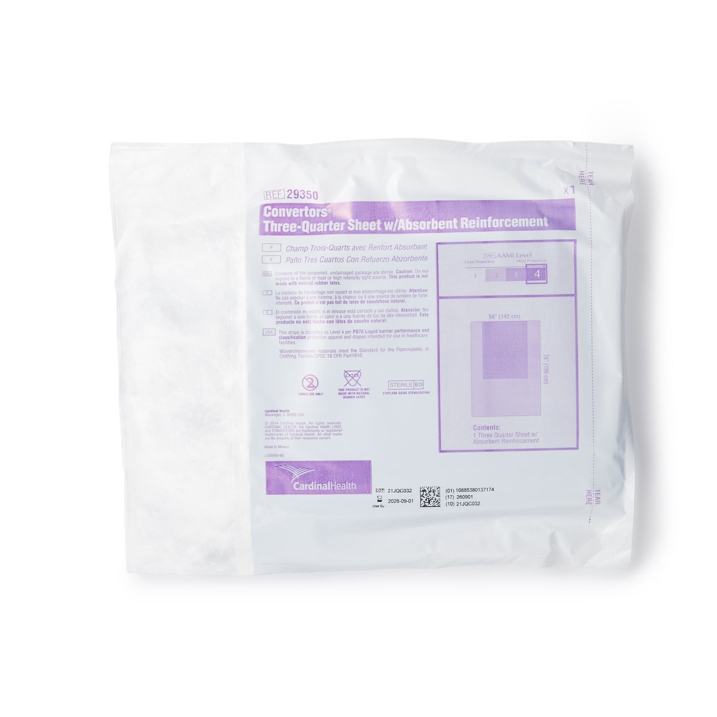 Cardinal General Purpose Drape Three-Quarter Drape 56 W X 77 L Inch Sterile (269522_CS)