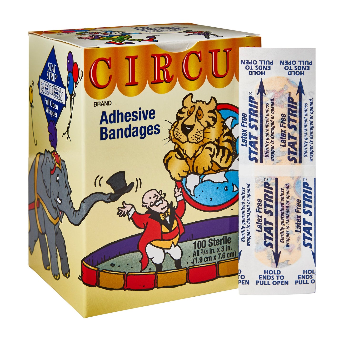 American® White Cross Stat Strip® Adhesive Strip 3/4 X 3 Inch Fabric Rectangle Kid Design (Circus) Sterile (296235_CS)