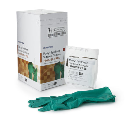 McKesson Perry® Performance Plus Surgical Glove Size 7.5 Sterile Polychloroprene Standard Cuff Length Smooth Dark Green Chemo Tested (1044739_BX)