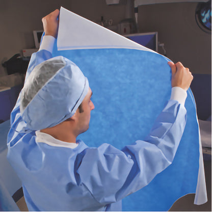 QUICK CHECK* H500 Sterilization Wrap White / Blue 54 X 54 Inch Dual Layer SMS Polypropylene Steam / EO Gas / Hydrogen Peroxide (809424_CS)