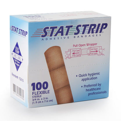 American® White Cross Stat Strip® Adhesive Strip 3/4 X 3 Inch Fabric Rectangle Tan Sterile (197057_BX)