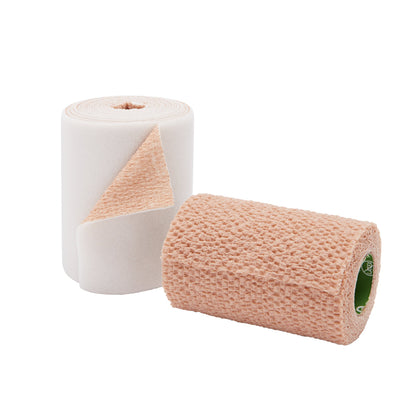 3M™ Coban™2 Lite 2 Layer Compression Bandage System 4 Inch X 2-9/10 Yard / 4 Inch X 5-1/10 Yard Self-Adherent / Pull On Closure Tan / White NonSterile 25 to 30 mmHg (989622_CS)
