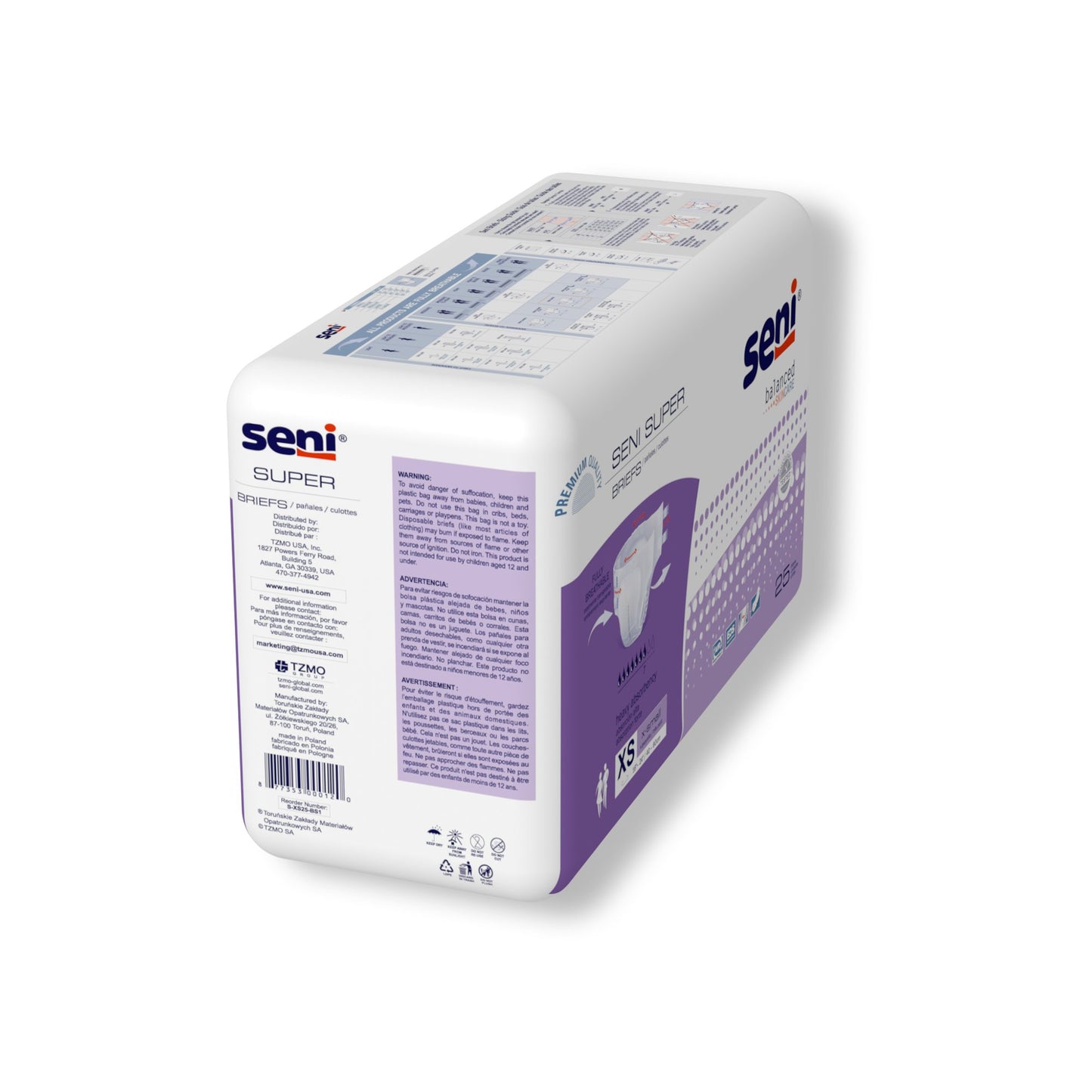 Seni® Super Unisex Adult Incontinence Brief X-Small Disposable Heavy Absorbency (1163833_PK)