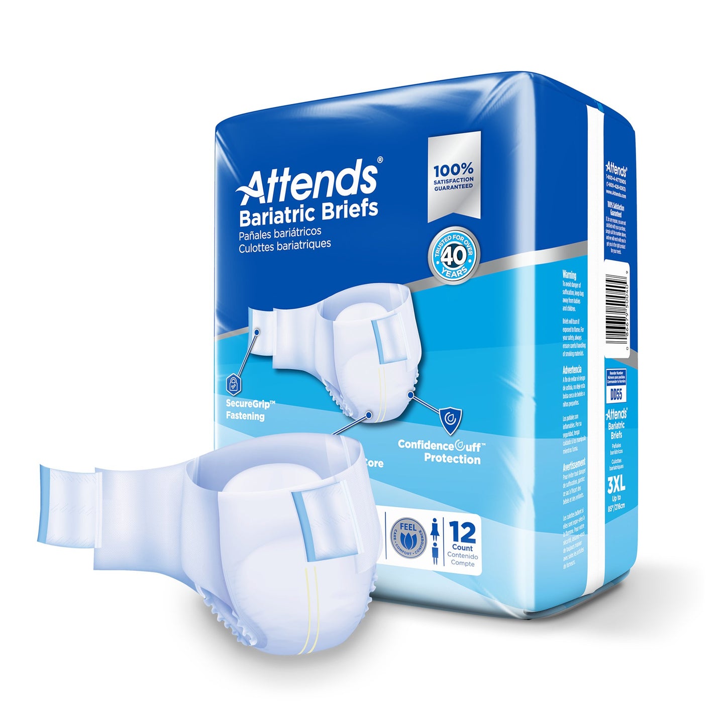 Attends® Bariatric Unisex Adult Incontinence Brief 3X-Large Disposable Heavy Absorbency (1247855_CS)