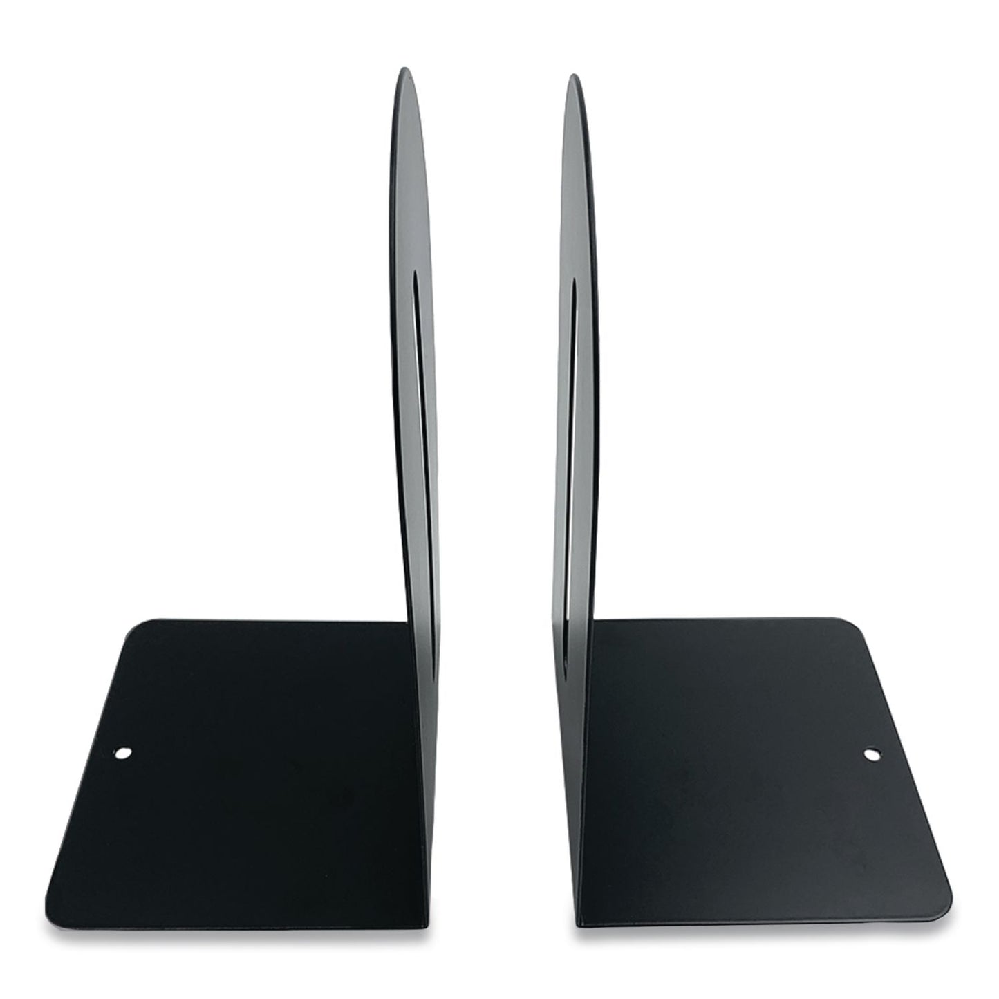 Huron Steel Bookends, Fashion Style, Nonskid Base, 4.75 x 5.5 x 9, Black, Pair (CTXHASZ0091)