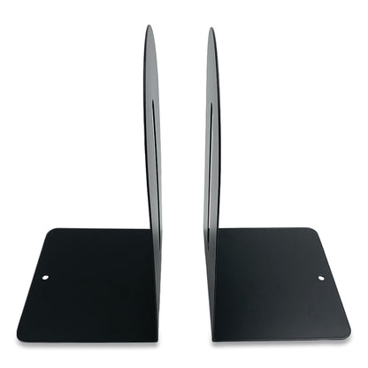 Huron Steel Bookends, Fashion Style, Nonskid Base, 4.75 x 5.5 x 9, Black, Pair (CTXHASZ0091)