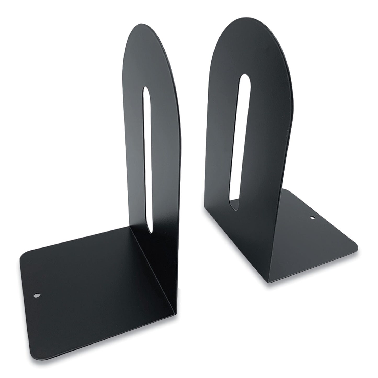 Huron Steel Bookends, Fashion Style, Nonskid Base, 4.75 x 5.5 x 9, Black, Pair (CTXHASZ0091)