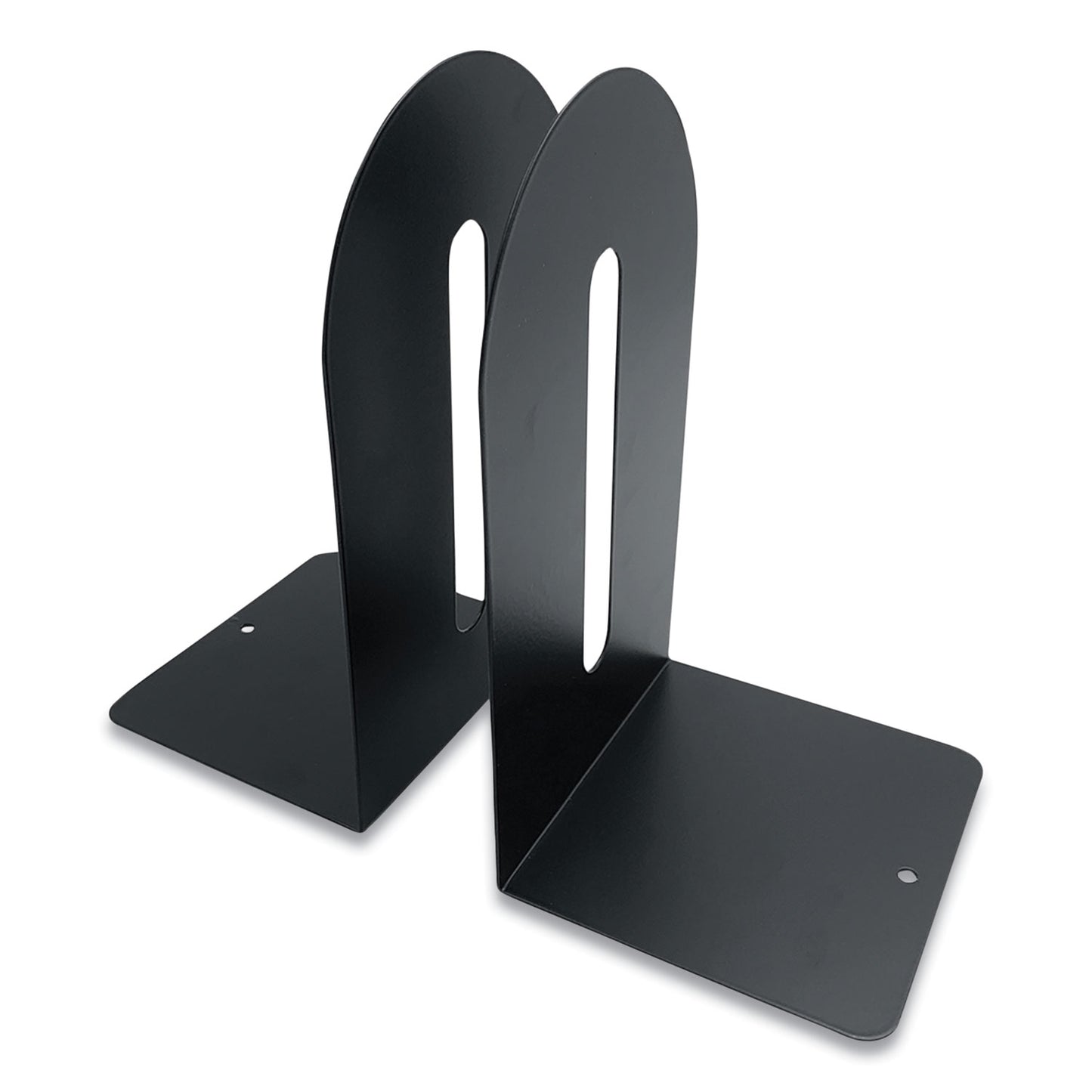 Huron Steel Bookends, Fashion Style, Nonskid Base, 4.75 x 5.5 x 9, Black, Pair (CTXHASZ0091)