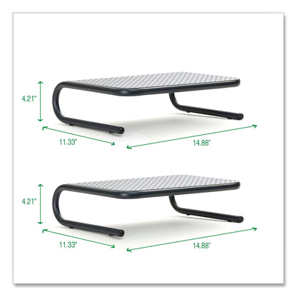 Mind Reader Metal Monitor Stand Riser for Computer, 14.88" x 11.33" x 4.21", Black, Supports 44 lbs (EMS2METMONSTBLK)