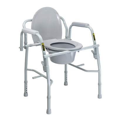 McKesson Commode Chair Drop Arms Steel Frame Back Bar 13-3/4 Inch Seat Width 300 lbs. Weight Capacity (1205413_CS)