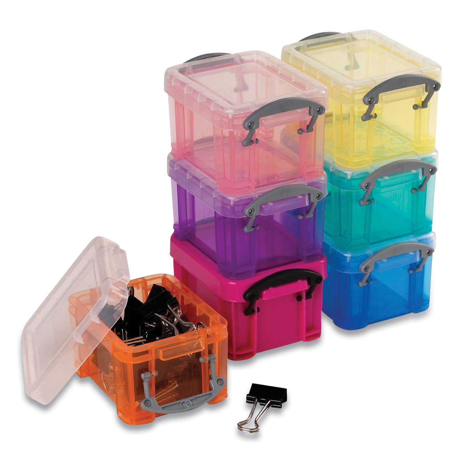 really-useful-box-r-snap-lid-storage-bin-0-03-gal-1-75-x-2-25-x-1-5-randomly-assorted-colors-rua014mixedcols_1