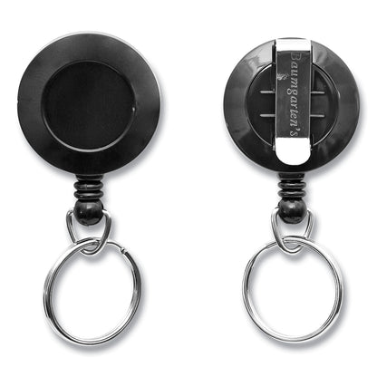 SICURIX® ID Slide-Style Belt Clip Card Reels, 30" Extension, Round, Black (SRXBAU68874)