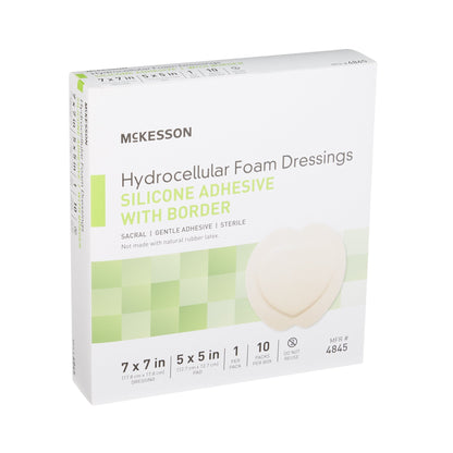 McKesson Foam Dressing 7 X 7 Inch With Border Film Backing Silicone Gel Adhesive Sacral Sterile (886434_BX)