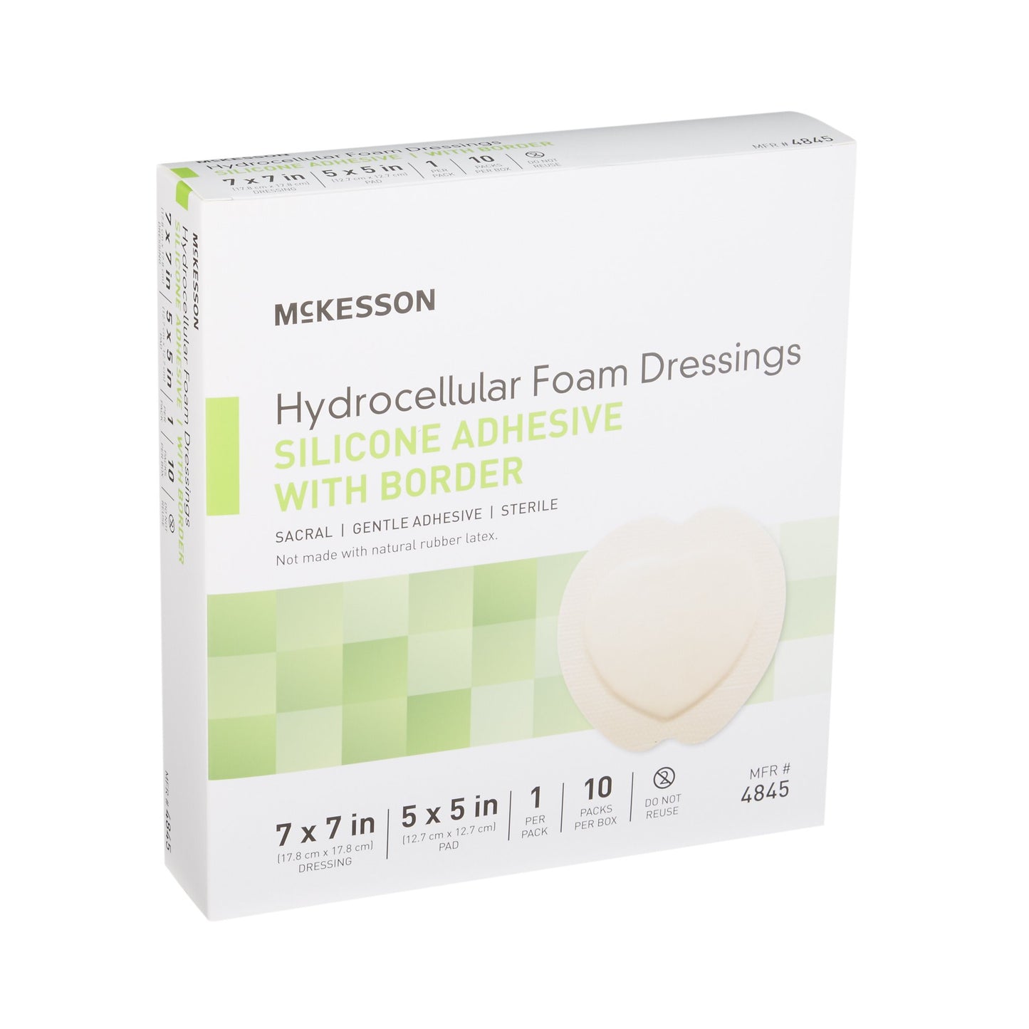 McKesson Foam Dressing 7 X 7 Inch With Border Film Backing Silicone Gel Adhesive Sacral Sterile (886434_EA)