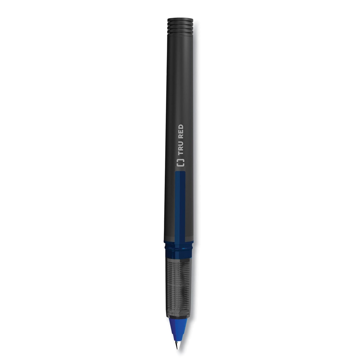 tru-red-roller-ball-pen-stick-fine-0-5-mm-blue-ink-black-blue-clear-barrel-dozen-tud24419531_1