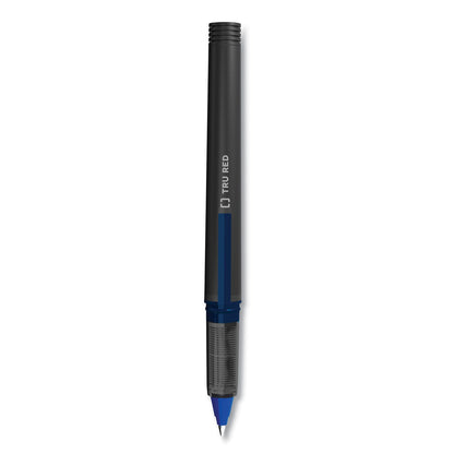 tru-red-roller-ball-pen-stick-fine-0-5-mm-blue-ink-black-blue-clear-barrel-dozen-tud24419531_1