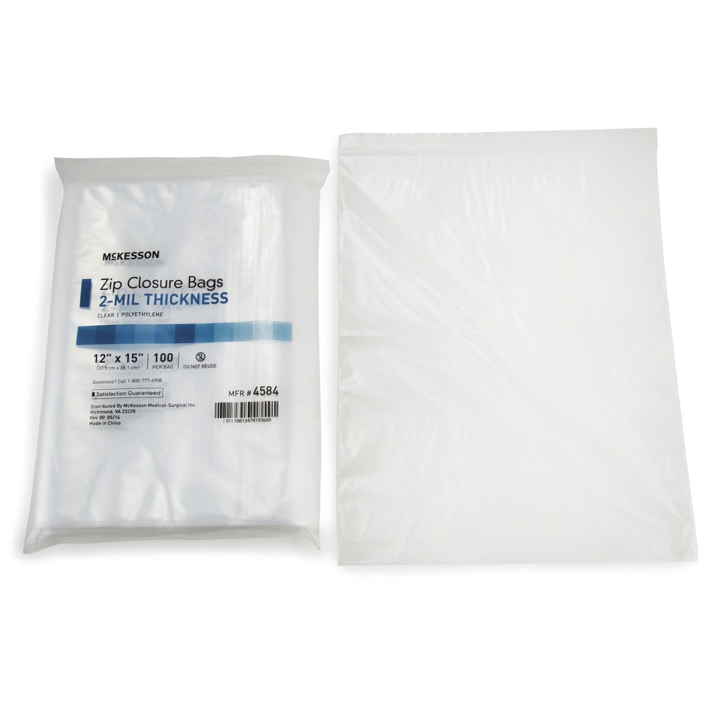 McKesson Reclosable Bag 12 X 15 Inch Polyethylene Clear Zipper Closure (854576_CS)