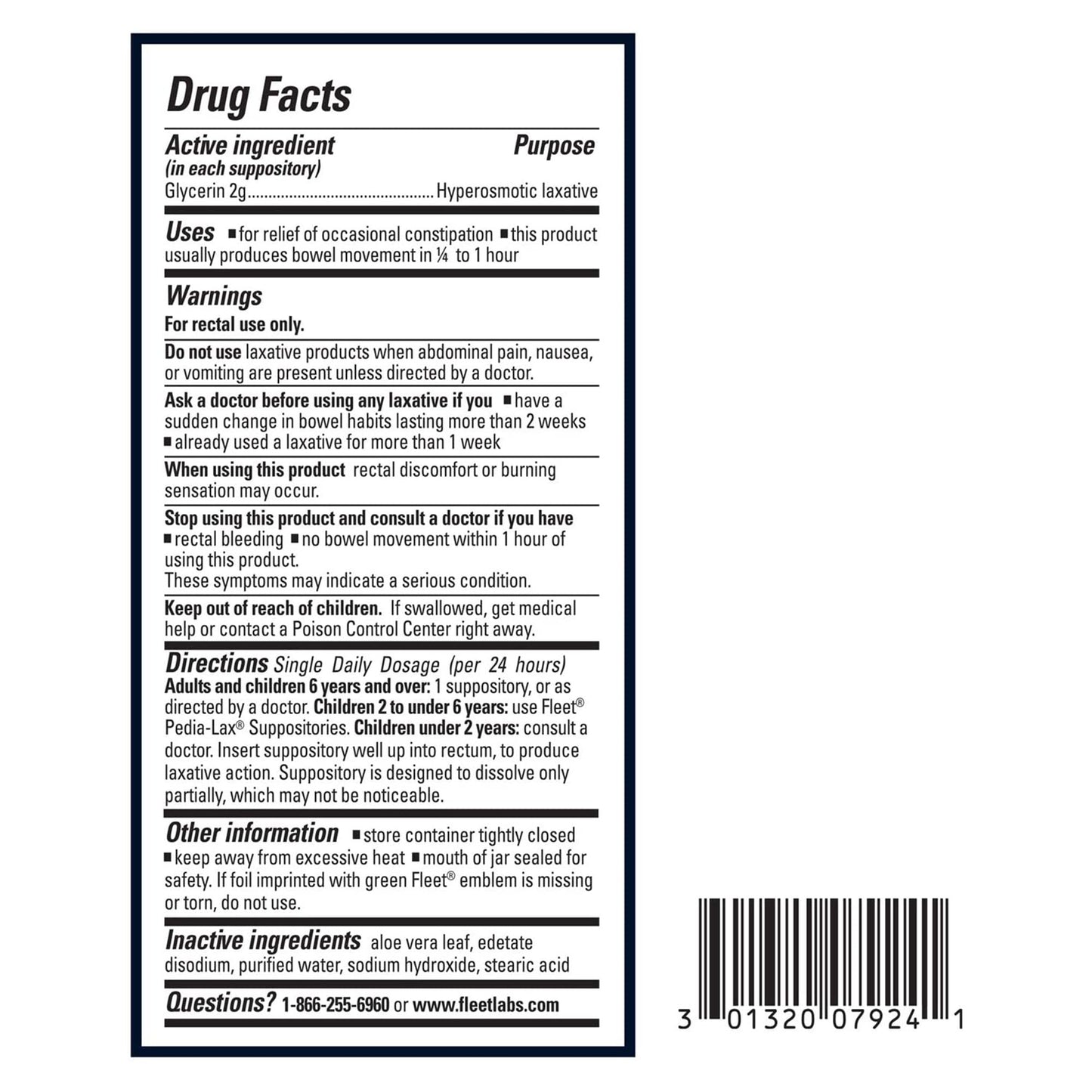 Fleet® Laxative Suppository 24 per Box 2 Gram Strength Glycerin (874792_EA)