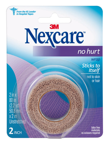 Nexcare™ No Hurt Cohesive Bandage 2 X 80 Inch Self-Adherent Closure Tan NonSterile Standard Compression (1084049_EA)