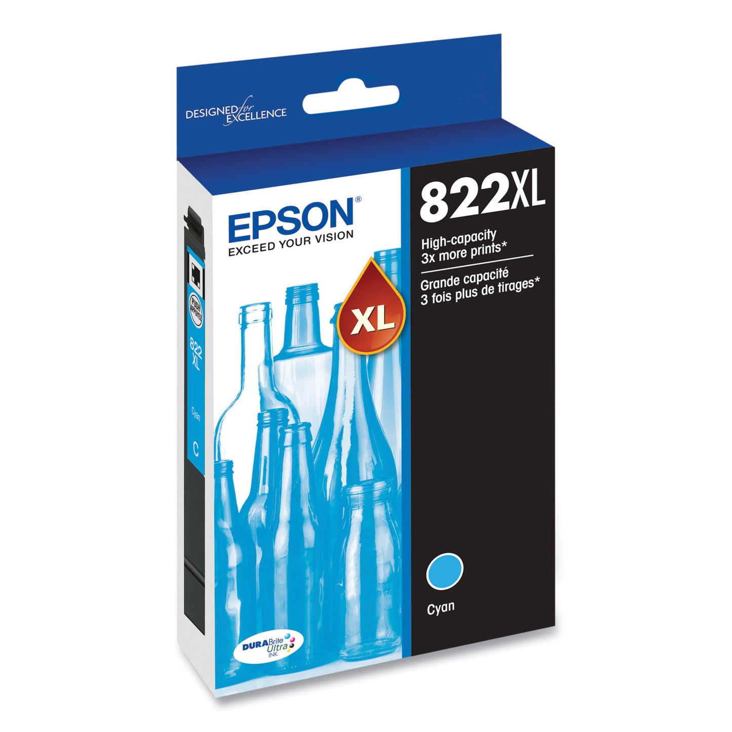 Epson® T822XL220-S (T822XL) DURABrite Ultra High-Yield Ink, 1,100 Page-Yield, Cyan (EPST822XL220S)