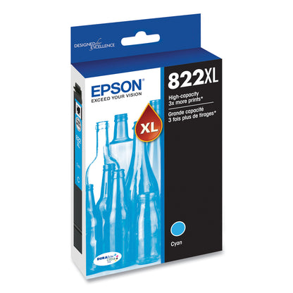 Epson® T822XL220-S (T822XL) DURABrite Ultra High-Yield Ink, 1,100 Page-Yield, Cyan (EPST822XL220S)