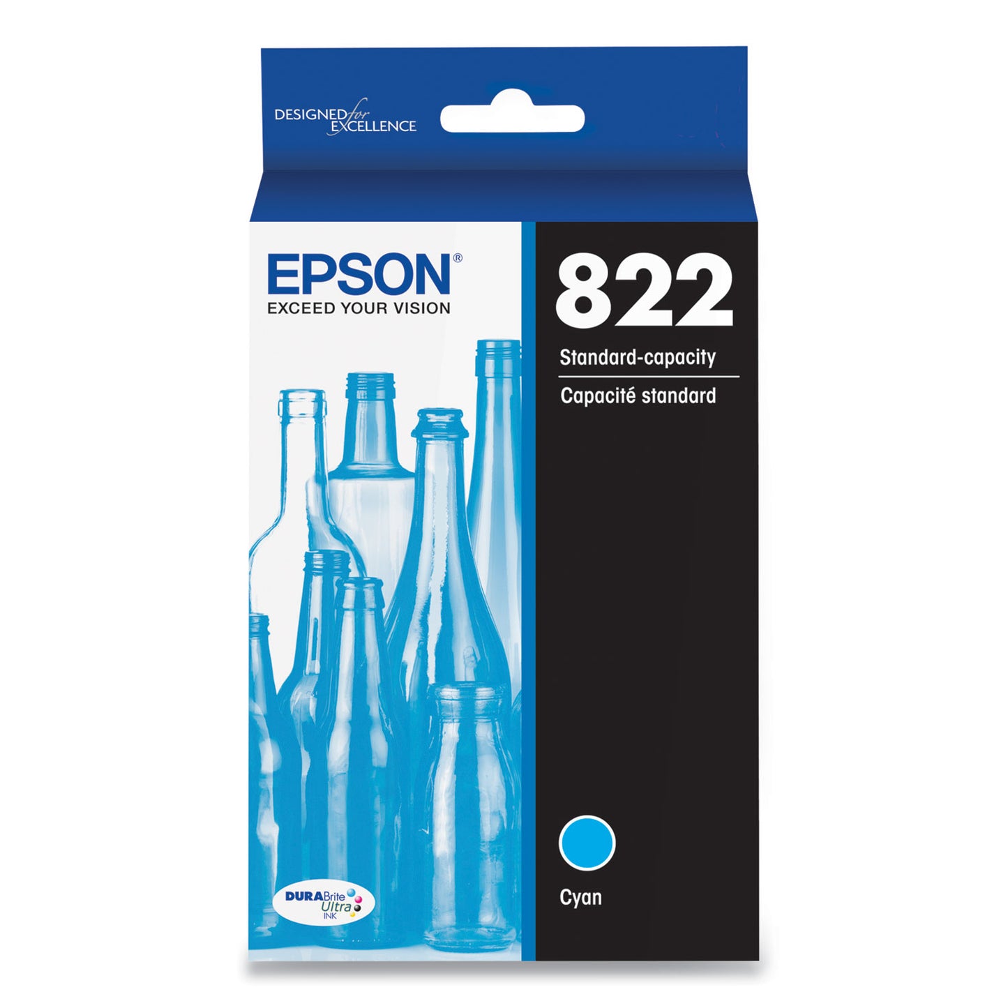 Epson® T822220-S (T822) DURABrite Ultra Ink, 240 Page-Yield, Cyan (EPST822220S)