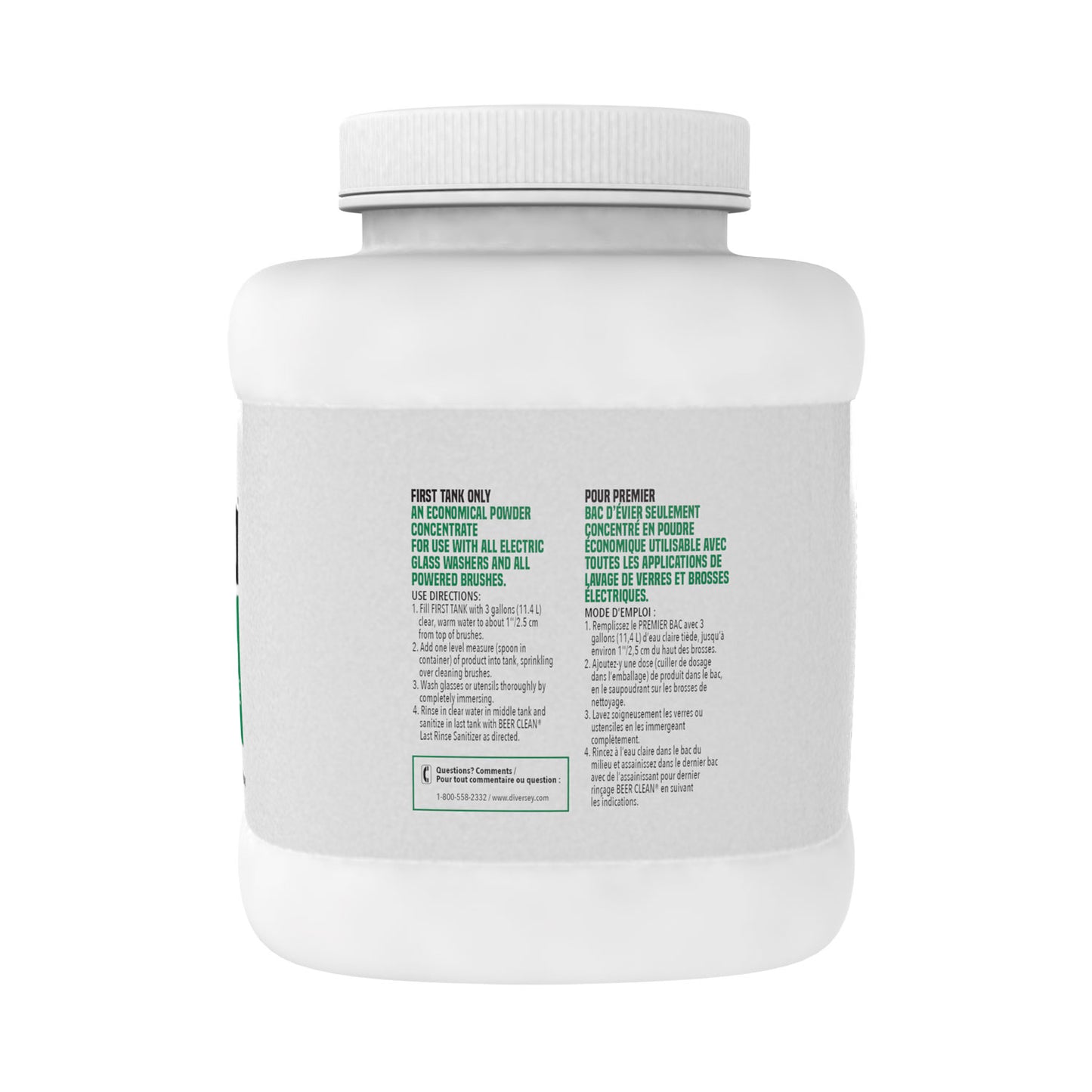 Diversey™ Beer Clean Glass Cleaner, Powder, 4 lb. Bucket, 2/Carton (DVO990241)