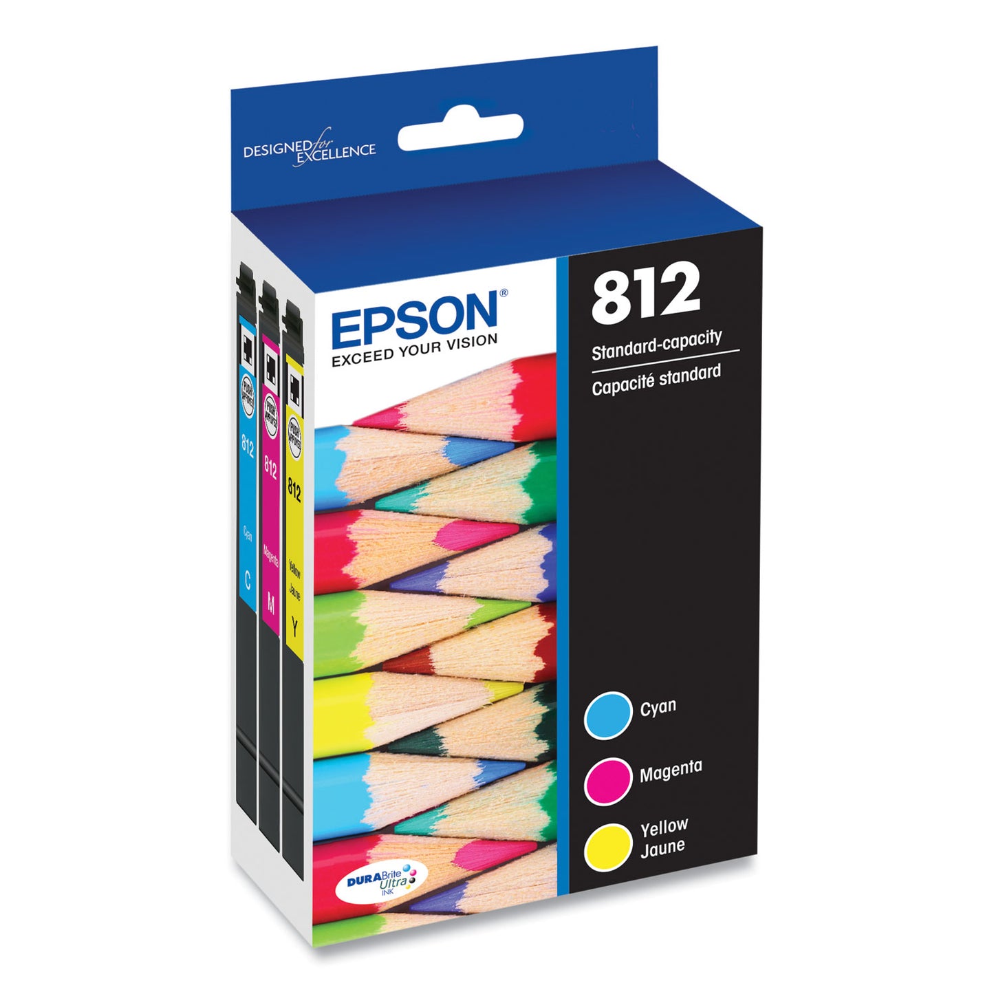 Epson® T812520-S (T812) DURABrite Ultra Ink, 300 Page-Yield, Cyan/Magenta/Yellow (EPST812520S)