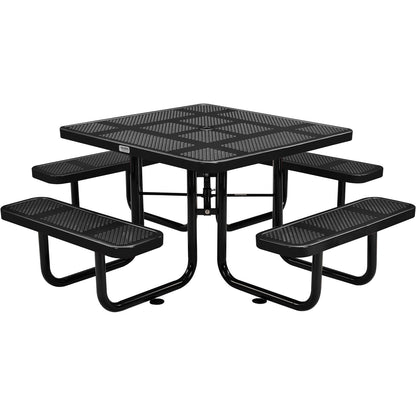 Global Industrial 46" Square Picnic Table, Perforated Metal, Black (WB694551BK)