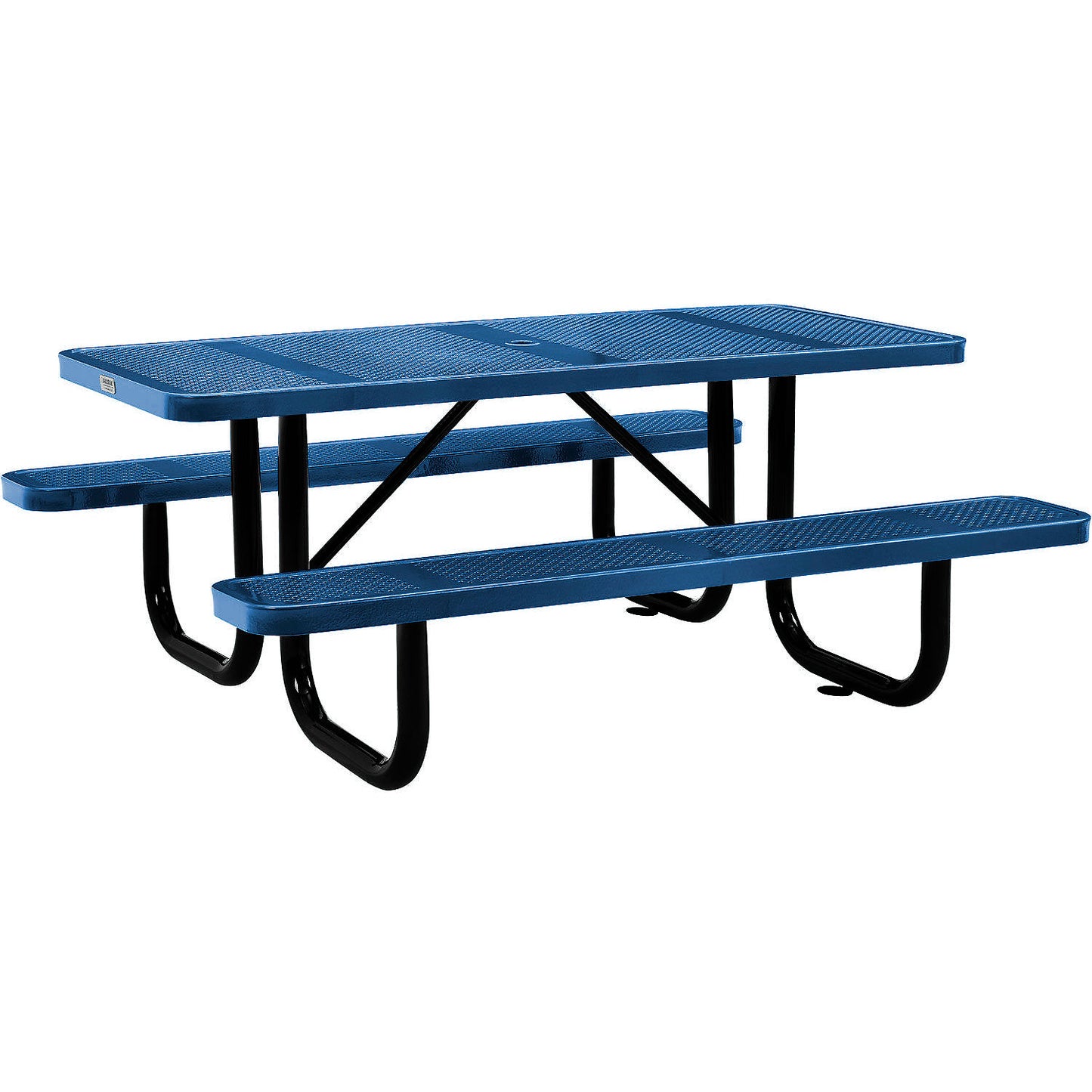 Global Industrial 6' Rectangular Picnic Table, Perforated Metal, Blue (WB694553BL)
