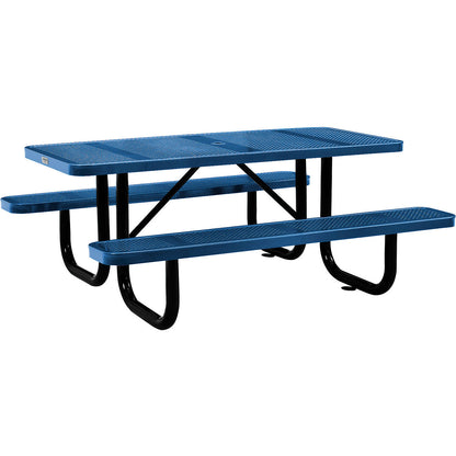 Global Industrial 6' Rectangular Picnic Table, Perforated Metal, Blue (WB694553BL)