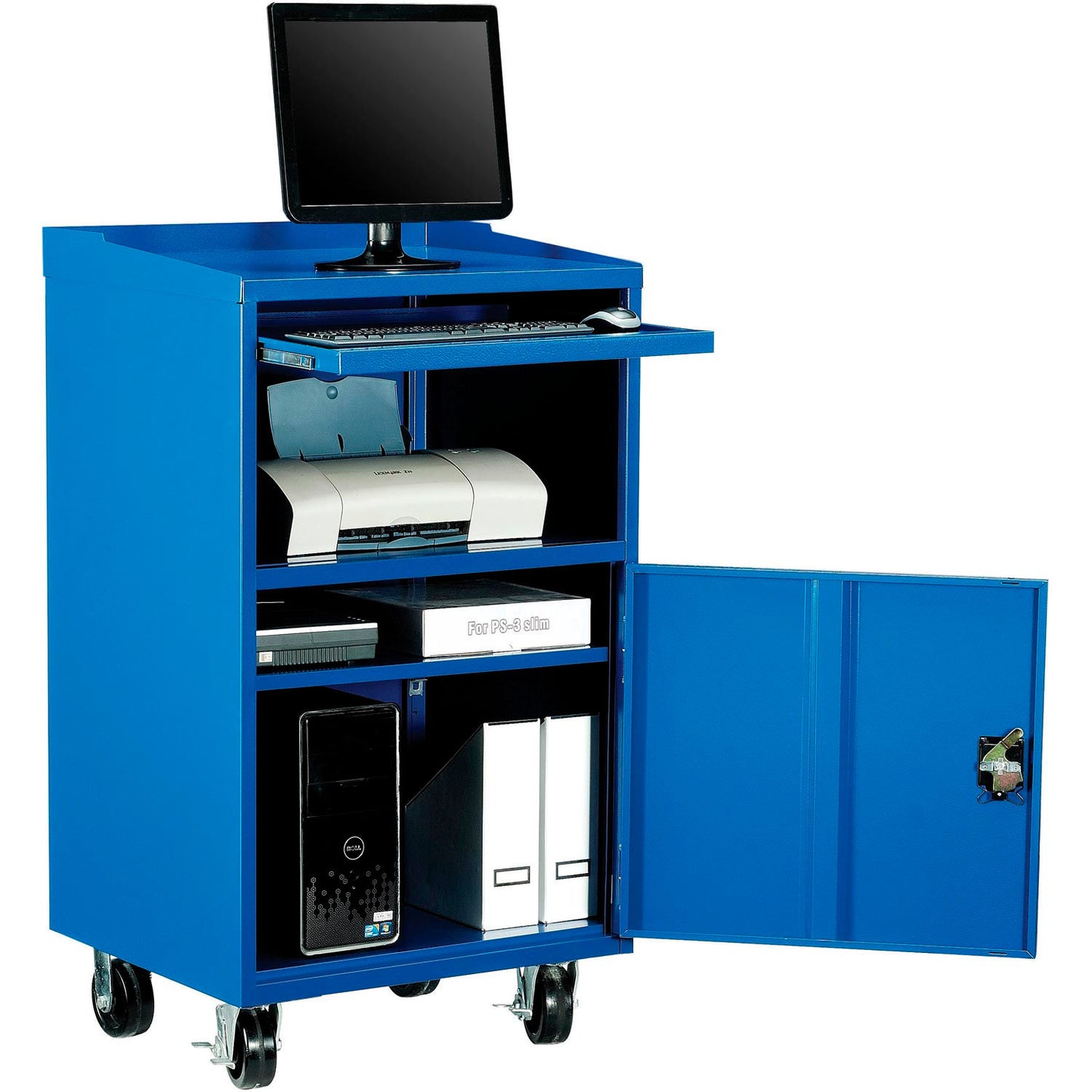 Global Industrial Mobile Computer Workstation, Blue, Assembled (WB694561BLA)